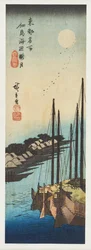 Der Nebelmond über dem Meer bei Tsukuda aus der Serie „Berühmte Ansichten der östlichen Hauptstadt“