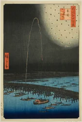 Feuerwerk in Ryogoku, aus der Serie "Hundert berühmte Ansichten von Edo"