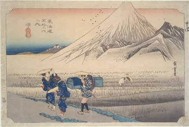 Fuji am Morgen in Hara, aus der Serie Dreiundfünfzig Stationen des Tokaido