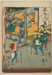 Fujikawa, aus der Serie "Dreiundfünfzig Stationen [der Tokaido]", auch bekannt als Figur-Tokaido
