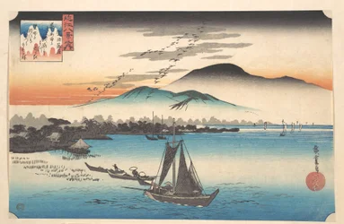 Landende Gänse bei Katada am Biwa-See
