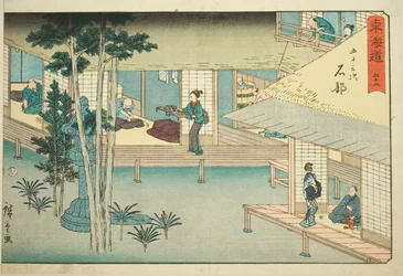 Ishibe—Nr. 52, aus der Serie "Fifty-three Stations of the Tokaido (Tokaido gojusan tsugi)," auch bekannt als Reisho Tokaido