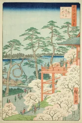 Kiyomizu-Halle und Shinobazu-Teich in Ueno, Nr. 11 aus der Serie "Hundert berühmte Ansichten von Edo"