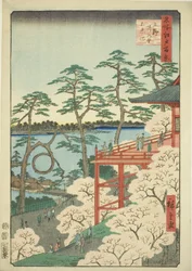 Kiyomizu-Halle und Shinobazu-Teich in Ueno (Ueno Kiyomizudo Shinobazu no ike), aus der Serie "Hundert berühmte Ansichten von Edo (Meisho Edo hyakkei)"