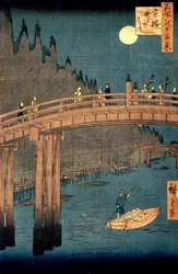 Kyoto-Brücke im Mondlicht, aus der Serie „100 Ansichten berühmter Orte in Edo“, veröffentlicht 1855