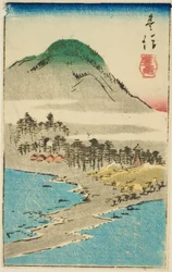 Minosaki in der Provinz Bungo, Abschnitt des Blattes Nr. 17 aus der Serie "Ausschnitte der Provinzen"