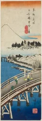 Nihon-Brücke im Schnee gesehen (Nihonbashi setchu no kei), aus der Serie "Berühmte Ansichten in der östlichen Hauptstadt (Toto meisho)"