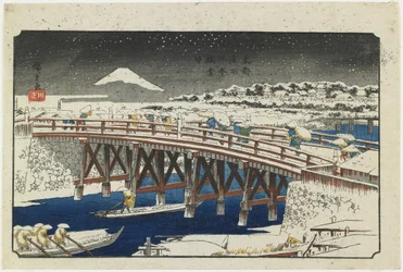 Nihonbashi-Brücke im Schnee, 1839-1842