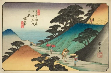 Nr. 43: Tsumagome, aus der Serie "Neunundsechzig Stationen des Kisokaido (Kisokaido rokujukyu tsugi no uchi)"