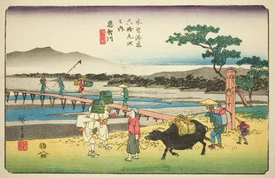 Nr. 66: Echikawa, aus der Serie "Neunundsechzig Stationen der Kisokaido (Kisokaido rokujukyu tsugi no uchi)"