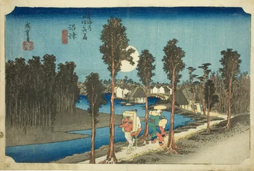 Numazu—Dämmerung (Numazu—tasogare zu), aus der Serie Die dreiundfünfzig Stationen der Tōkaidō-Straße (Tōkaidō gojūsan tsugi no uchi)