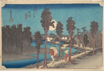 Numazu bei Einbruch der Dunkelheit