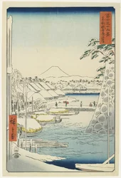 Flussufer von Sukiya in der östlichen Hauptstadt, April 1858