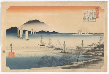 Segelboote kehren nach Yabase zurück, Edo-Zeit, frühe 1830er Jahre