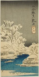 Sanya-Kanal und Matsuchi-Hügel, Abschnitt eines Blattes aus der Serie "Cutouts of Famous Places in Edo"