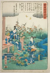 Die Soga-Brüder verabschieden sich von den Sommergräsern, aus der Serie "Illustrierte Geschichte der Soga-Brüder (Soga monogatari zue)"