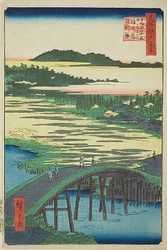 Sugatami-Brücke, Omokage-Brücke und die Kiesgrube in Takata, Nr. 116 aus der Serie "Hundert berühmte Ansichten von Edo"