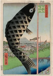 Suidō-Brücke und Surugadai, aus der Serie Einhundert berühmte Ansichten von Edo