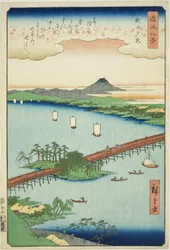 Abendrot bei Seta (Seta sekisho), aus der Serie "Acht Ansichten von Omi (Omi hakkei)"