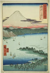 Provinz Suruga: Der Kiefernwald bei Miho (Suruga, Miho no matsubara), aus der Serie "Berühmte Orte in den sechzig Provinzen (Rokujuyoshu meisho zue)"