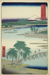 Tama-Fluss in der Provinz Musashi (Musashi Tamagawa), aus der Serie "Sechsunddreißig Ansichten des Berges Fuji (Fuji sanjurokkei)"
