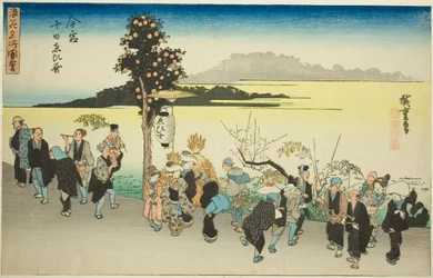 Das Ebisu-Fest am zehnten Tag des ersten Monats in Imamiya, aus der Serie "Berühmte Ansichten von Osaka"