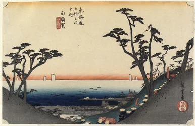 Blick auf den Shiomi-Hang, Shirasuga, ca. 1833