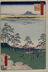 Blick nach Norden von Asukayama, Hundert berühmte Ansichten von Edo, 1856-1858