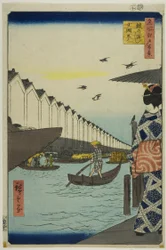 Yoroi-Fähre, Koami-cho (Yoroi no watashi Koami-cho), aus der Serie „Hundert berühmte Ansichten von Edo (Meisho Edo hyakkei)“