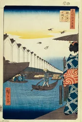 Yoroi no watashi Koami-cho Einhundert berühmte Ansichten von Edo, 1856-1858