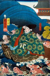 Drachenpalast Drachenkönig präsentiert drei Geschenke an Tawara Tōda Hidesato (Ryūgūjō)