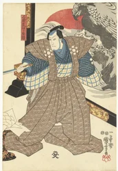 Drei Schauspieler bei einem Paravent