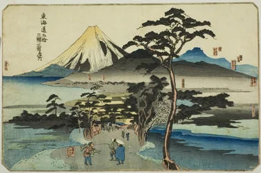 Hara, Yoshiwara und Kanbara, aus der Serie "Berühmte Orte an den dreiundfünfzig Stationen des Tokaido"