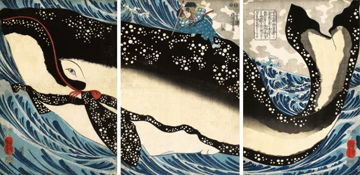 Miyamoto no Musashi greift den riesigen Wal an