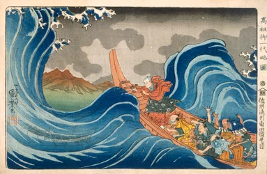 Nichiren beruhigt den Sturm, ca. 1830er