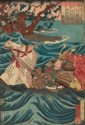 Suetsumuhana: Mukan-no-tayu Atsumori, aus der Serie "Japanische und chinesische Vergleiche für die Kapitel von Genji (Wakan nazorae Genji)"
