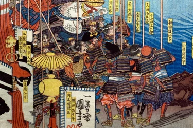 Takeda Shingen besiegt die Streitkräfte von Suwa Yorishige, ca. 1850-51