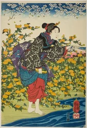 Der Ide-Juwelenfluss in der Provinz Yamashiro (Yamashiro kuni Ide no Tamagawa), aus einer unbetitelten Serie der sechs Juwelenflüsse