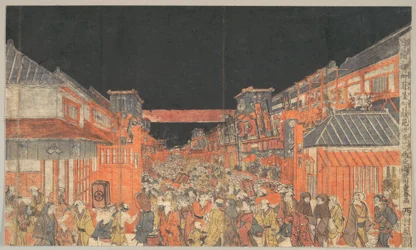 Darstellung der Kaomise-Theateraufführungen in Sakai-cho und Fukiya-cho