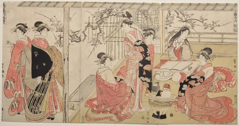 Kurtisanen von Ōgiya auf einem Frühlingsausflug