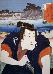 Porträt eines Kabuki-Theaterschauspielers, Ukiyo-e-Kunstdruck von Utagawa Toyokuni (1769-1825), Holzschnitt, japanische Zivilisation, Edo-Zeit