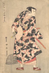 Der Schauspieler Ichikawa Yaozo III in der Rolle von Fuwa Banzaemon aus dem Stück Ukiyozuka hiyoku..., 1774