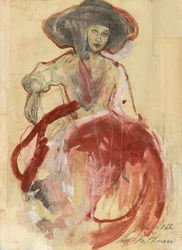 Elegante Dame in Rot