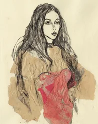 Rotes Modeporträt