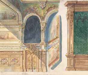 Entwurf für ein Interieur, möglicherweise ein Theater, ca. 1860-80