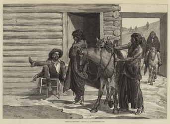 Amerikanische Skizzen, Indianer an der Hütte eines Fellhändlers