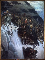 Italienfeldzug (1799-1800): der Marsch Alexander Suworows (Suwarow oder Souwarow Rimniski oder Rimnitskoi) (1729-1800) und der russischen Truppen durch die Alpen im Jahr 1799