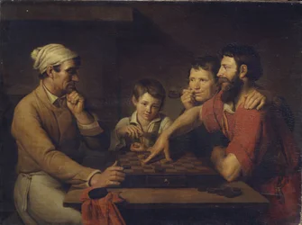 Ein Koch spielt Dame mit einem Hausmeister, 1824