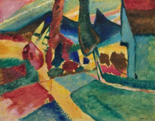 Landschaft mit zwei Pappeln