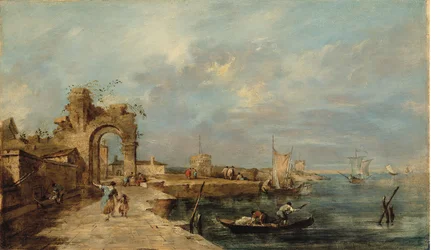 Caprice, mit ruinösem Bogen und Hafen